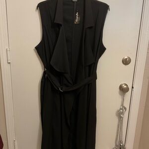 Simply Be Black Long Vest with Belt